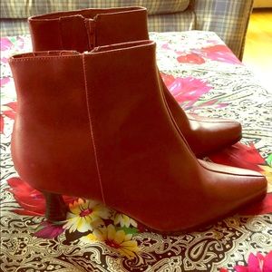 Red Leather Kitten Heel Boots